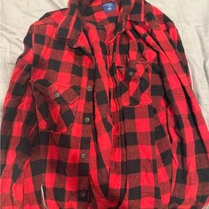 Red and Black Plaid Flannel Shirt